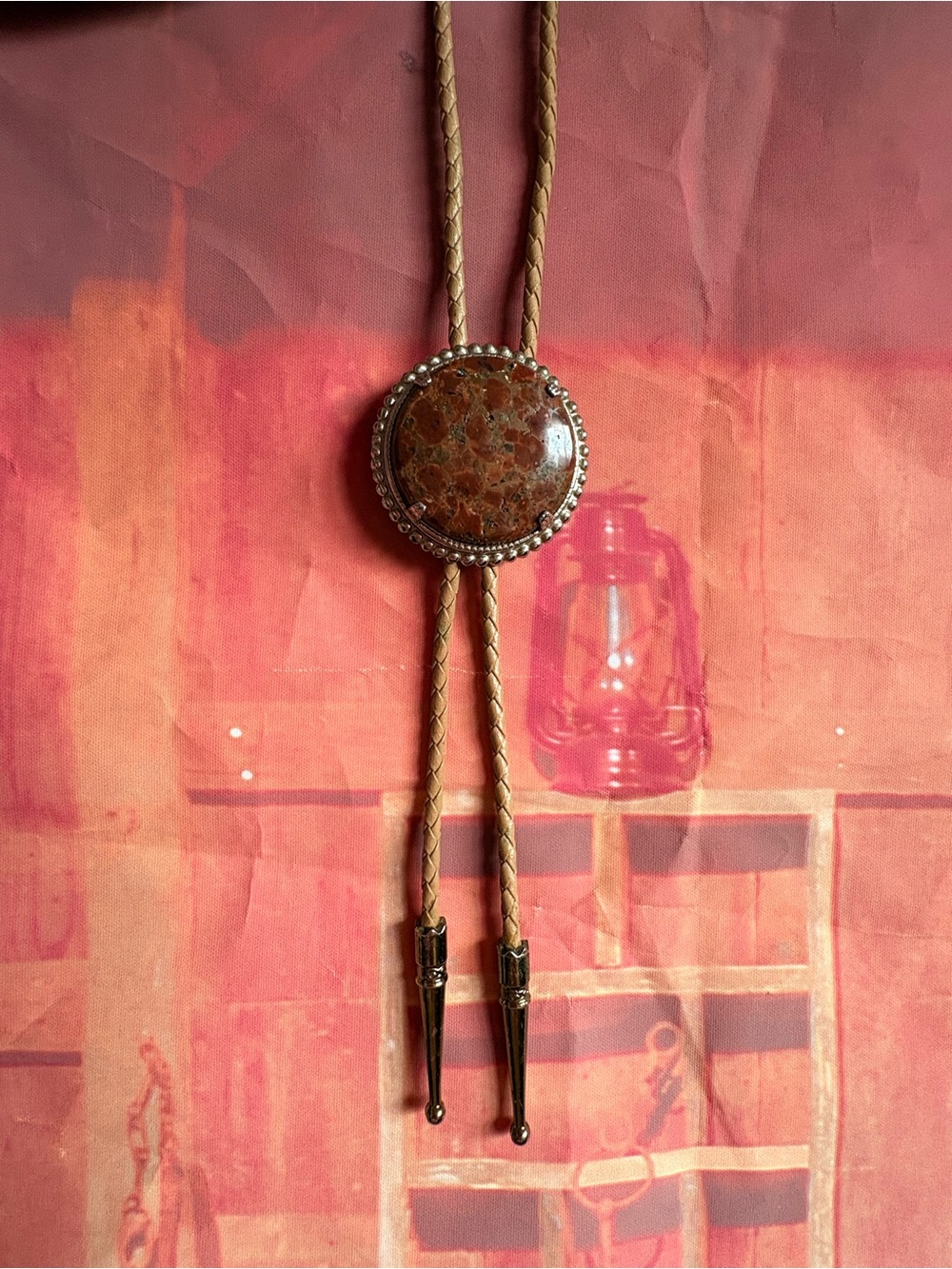 🐆Vintage Leopard Skin Jasper Bolo Tie